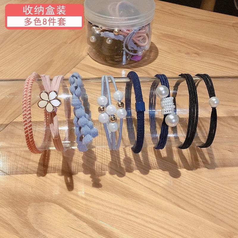 依莲妃【精选】头绳女简约气质扎头橡皮筋发圈发绳皮套头饰 36#多色8根