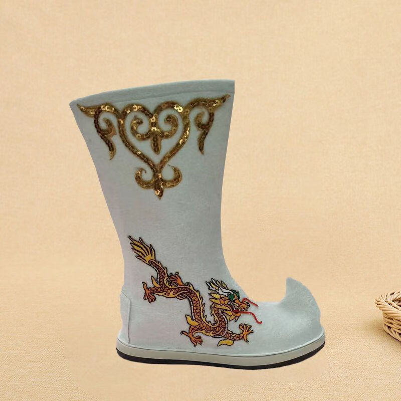 革代(gedai)布靴古代古装汉服靴子中式鞋男女古风翘头武侠鞋将皂靴