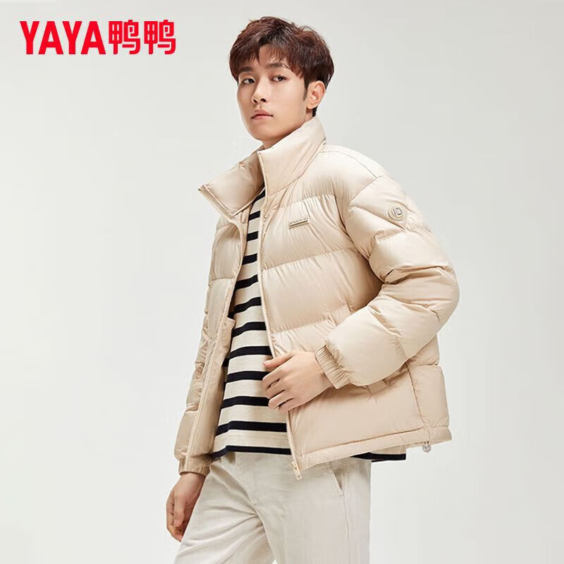 鸭鸭（YAYA）2025年冬季新款面包服羽绒服男女同款时尚短款立领保暖外套 青光黑色 M 【110-130斤】