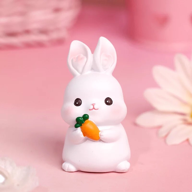 小兔子小摆件 迷你少女心兔子摆件微景观盆栽生日蛋糕装饰创意可爱