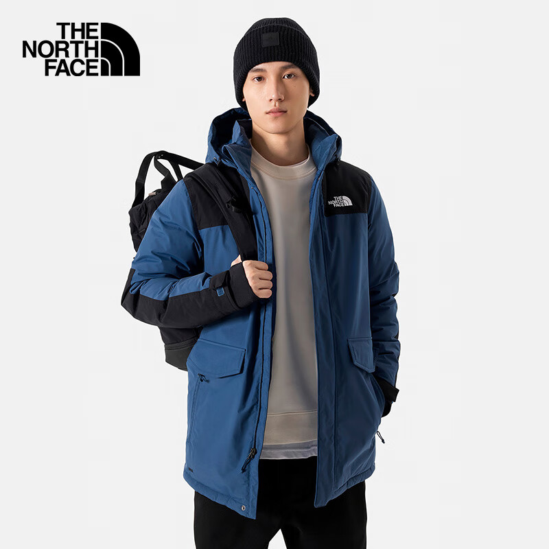 The North Face北面羽绒服男户外防水保暖鹅绒4U81 蓝色/HDC L