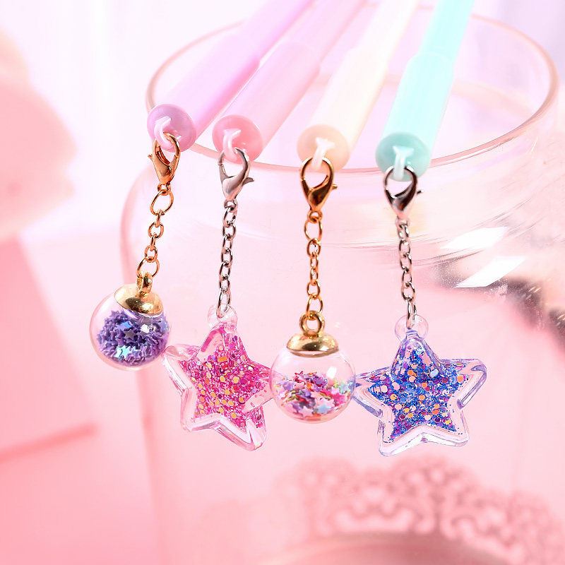 【可擦笔】少女心吊坠笔晶蓝色可爱创意小仙女韩版摩易擦可擦笔芯 混