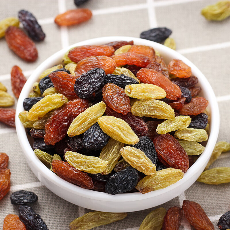 宜享健康新疆特产彩色葡萄干袋装500g黑加仑果干混合零食三色包装无核