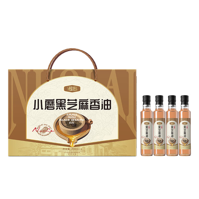 诺来小磨黑芝麻香油250ml*4礼盒装 250ml*4礼盒装