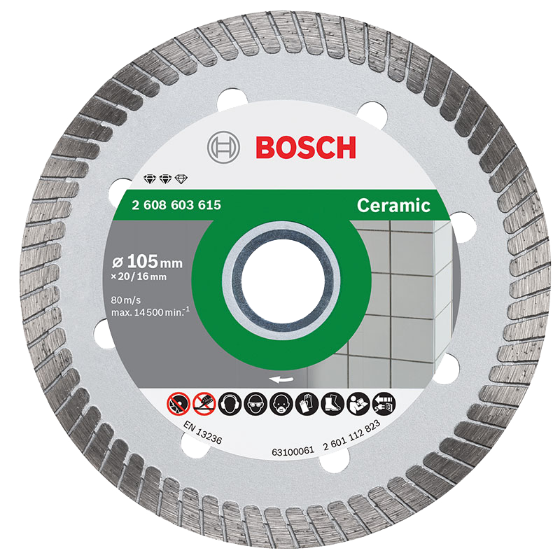 博世（BOSCH） 金刚石切割片云石片石材砖石混凝土大理石花岗岩切割 105mm型涡轮连续边玻化砖片