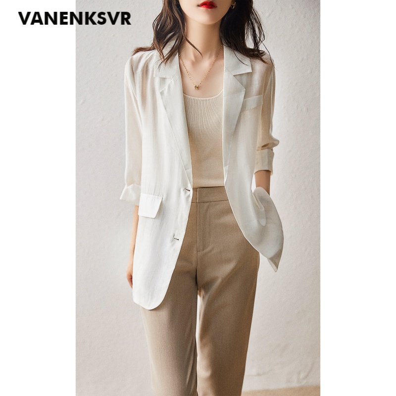 梵恩萨(vanenksvr)轻奢品牌女士西服 清凉微透莱赛尔 多用途f晒遮阳