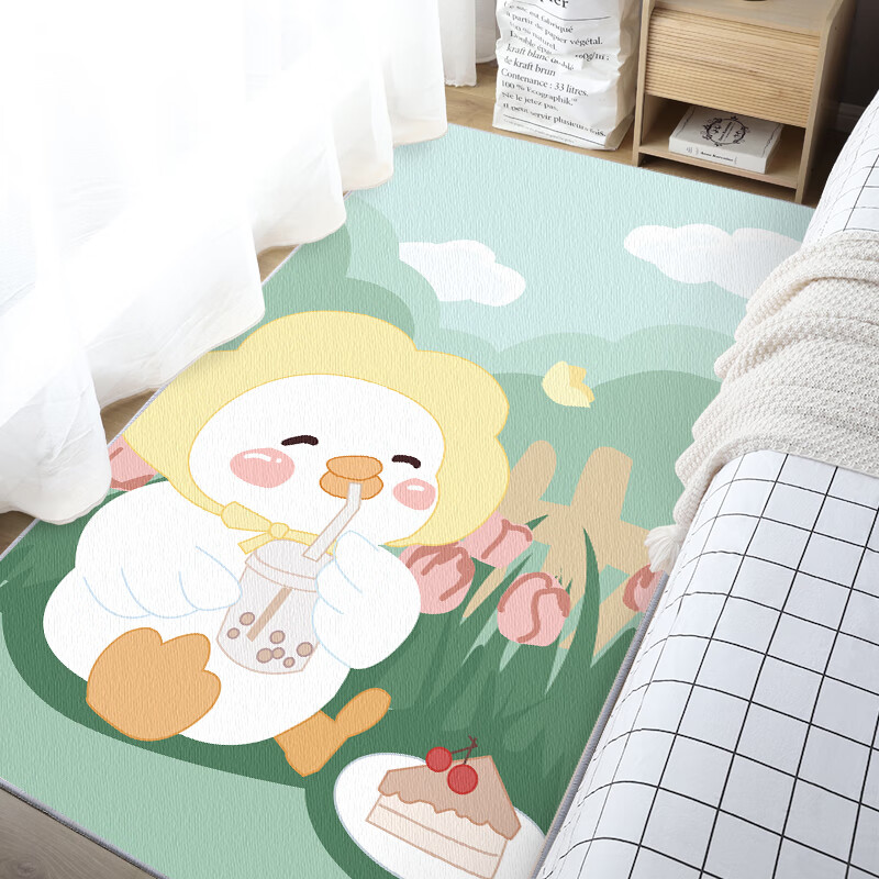 KAYE卡通床边毯可爱ins风儿童卧室床前家用客厅榻榻米飘窗简约免洗毯 五只恐龙 60x160 cm