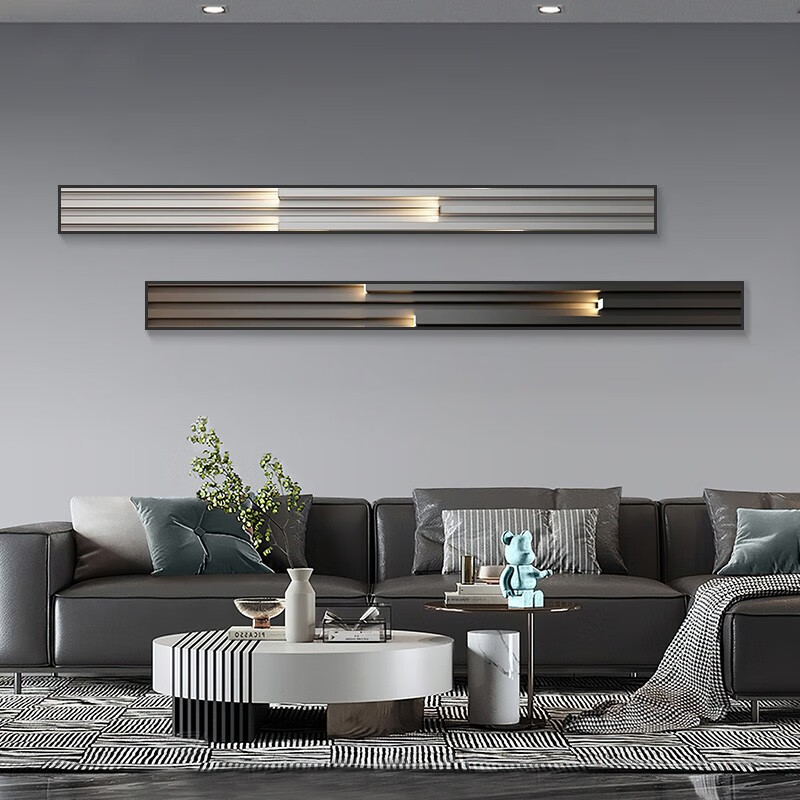 笑烛禹诺槐序现代轻奢感客厅沙发背景墙装饰画窄长条横幅壁画主卧床头