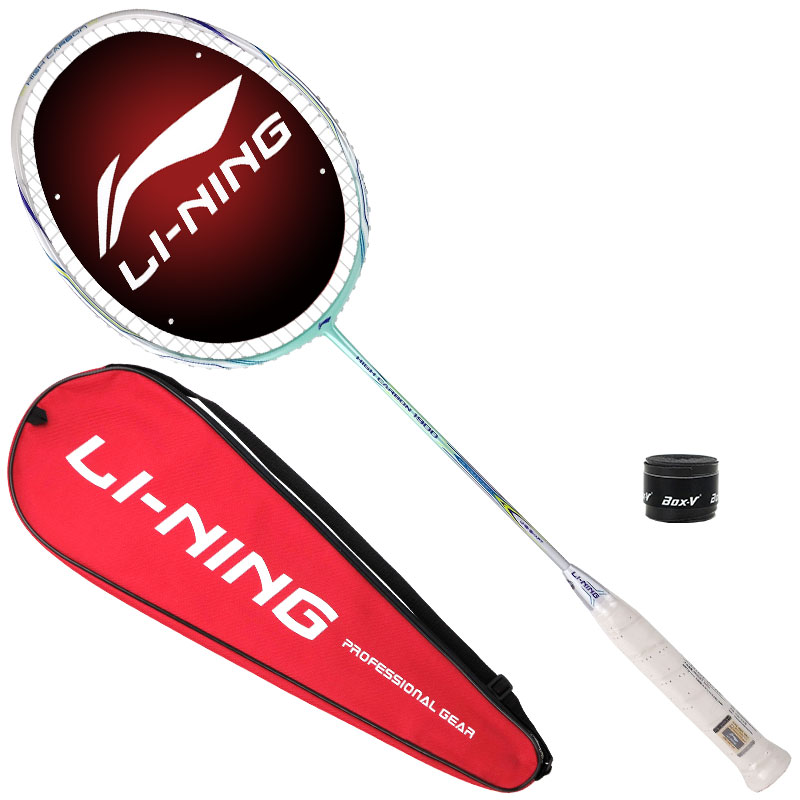 李宁 LI-NING 初中级进阶全碳素羽毛球拍单拍 HC1900 青色(已穿线)