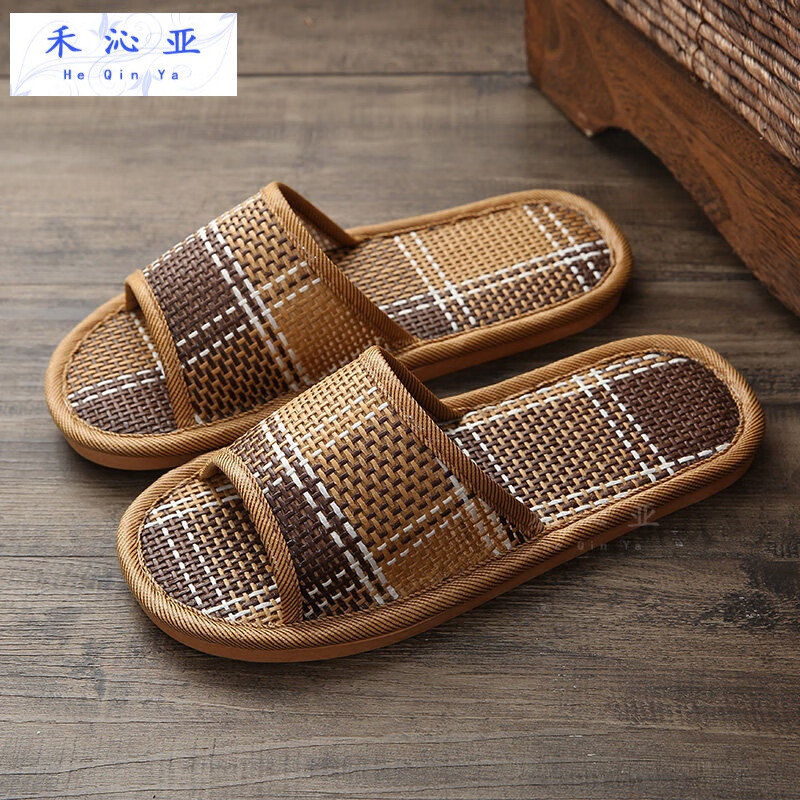 禾沁亞竹扡托鞋靜音家用藤編涼拖鞋居家夏季草編地板軟底防滑男女士扦鞋 大格(藤草) 44-45(適合43-44腳穿)