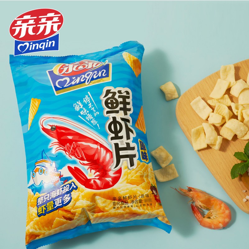 亲亲（Qinqin）鲜虾片大包办公室网红休闲零食小吃食品 原味80g*1包
