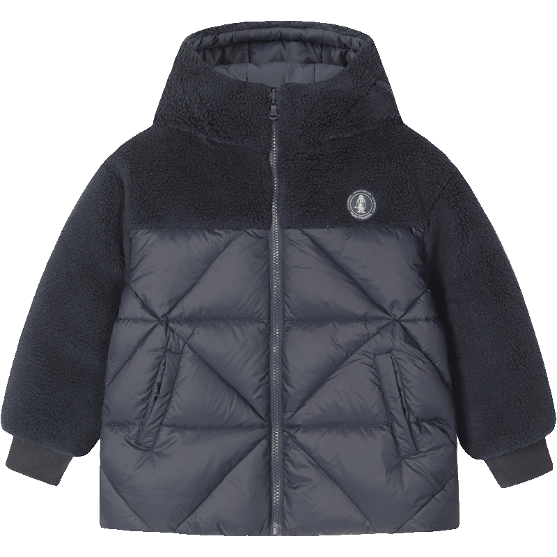 暇步士（Hush Puppies）童装儿童男女童冬装新款柔软尼丝纺保暖舒适休闲羽绒服 藏蓝 120 cm 充绒量77g