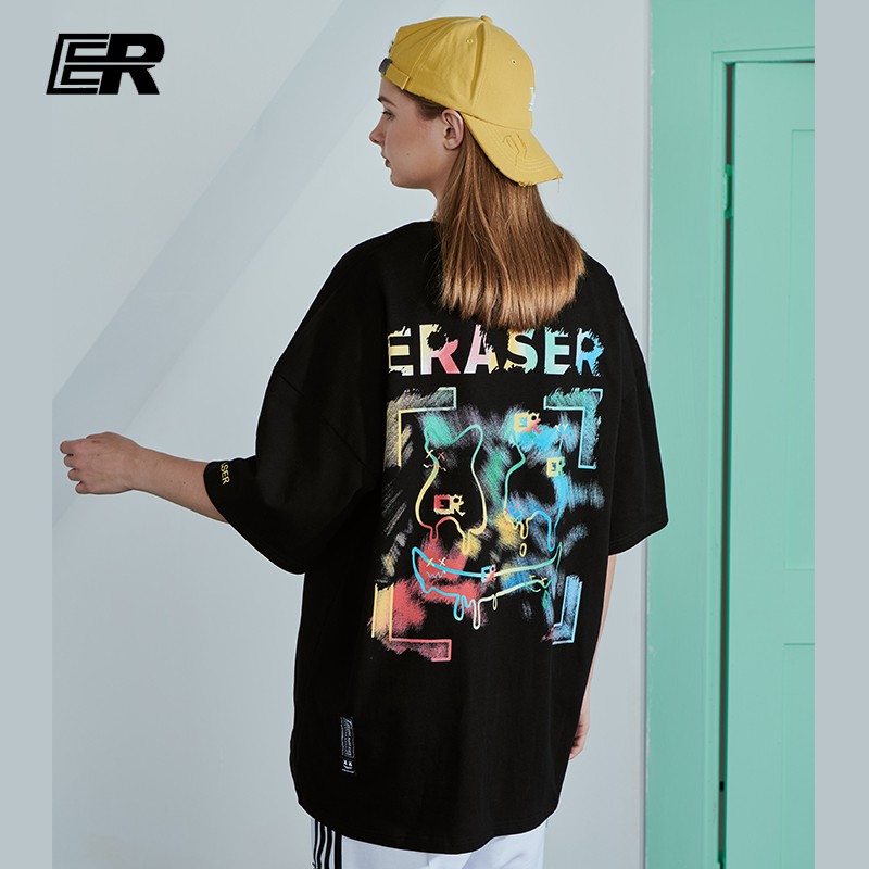 er笑脸短袖t恤印花情侣装夏季新款国潮t恤男短t潮牌嘻哈宽松体恤ins