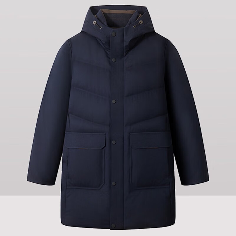 红豆羽绒服男【高充绒量】中长款90鸭绒压胶连帽厚实保暖外套男 S5火山灰 2XL 180/104B