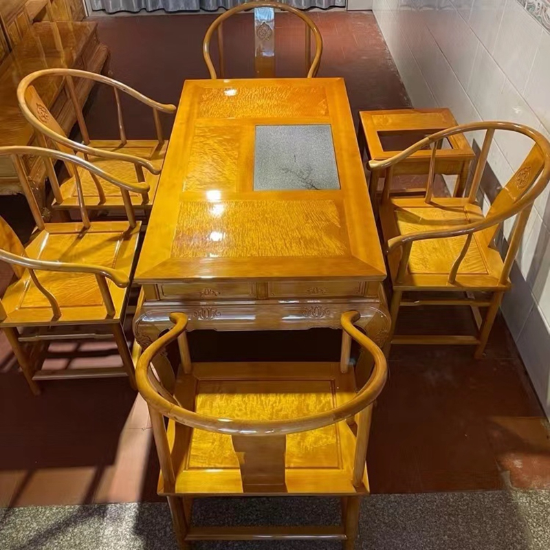 千澈金丝楠木大叶桢楠泡茶桌现代简约纹理清晰高端大气