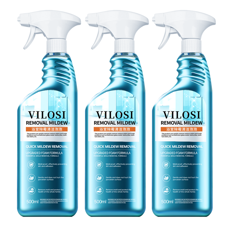 vilosi強力墻體除霉劑500ml*3瓶浴室墻面除霉殺菌噴霧瓷磚衛浴清潔劑