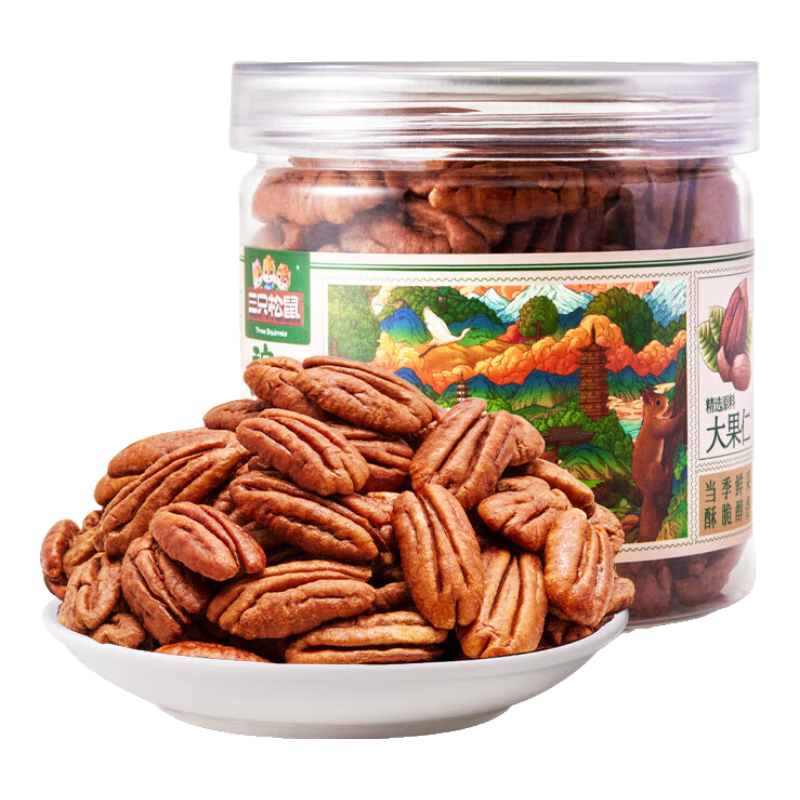 三只松鼠碧根果仁100g/罐 每日?qǐng)?jiān)果炒貨干果 免剝休閑零食小吃