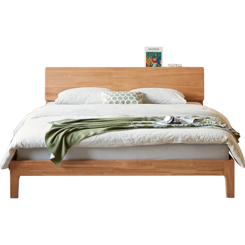 林氏家居实木床全实木床原木风双人床北欧风卧室床主卧大床家具床1.5x2米 984.92元