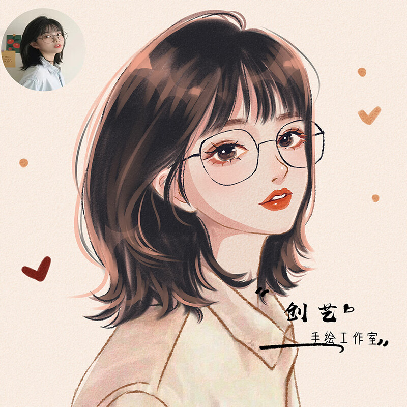微信头像设计 手绘头像定制原创水晶风画师约稿漫画卡通设计情侣照片