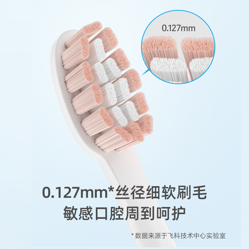 飞科（FLYCO） 电动牙刷头适用于FT7105、FT7205多角度清洁声波震动软毛刷头 冰晶蓝/只