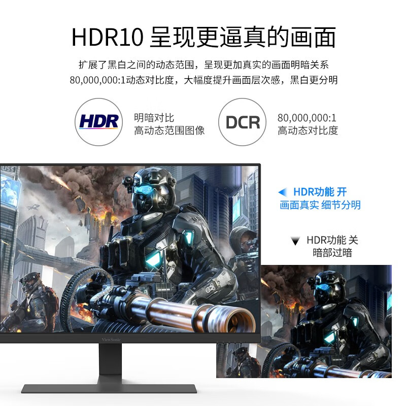 优派27英寸4K显示器 微边IPS显示屏 HDR广色域可壁挂 游戏电竞ps4电脑显示器拼接屏显示屏VX2771-4K-HD