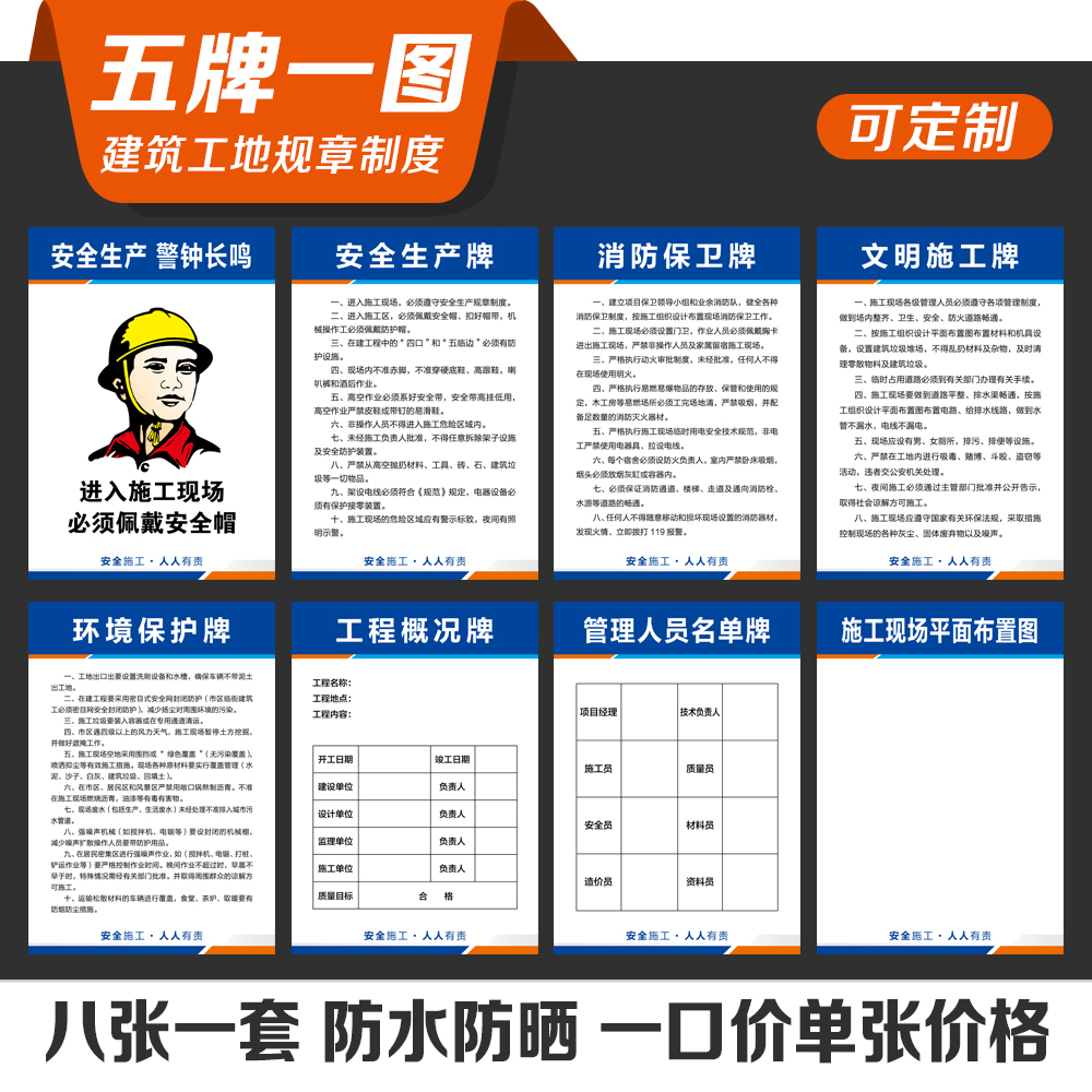 梦倾城 五牌一图施工工地工程概况牌必须戴安全帽安全生产牌文明施工
