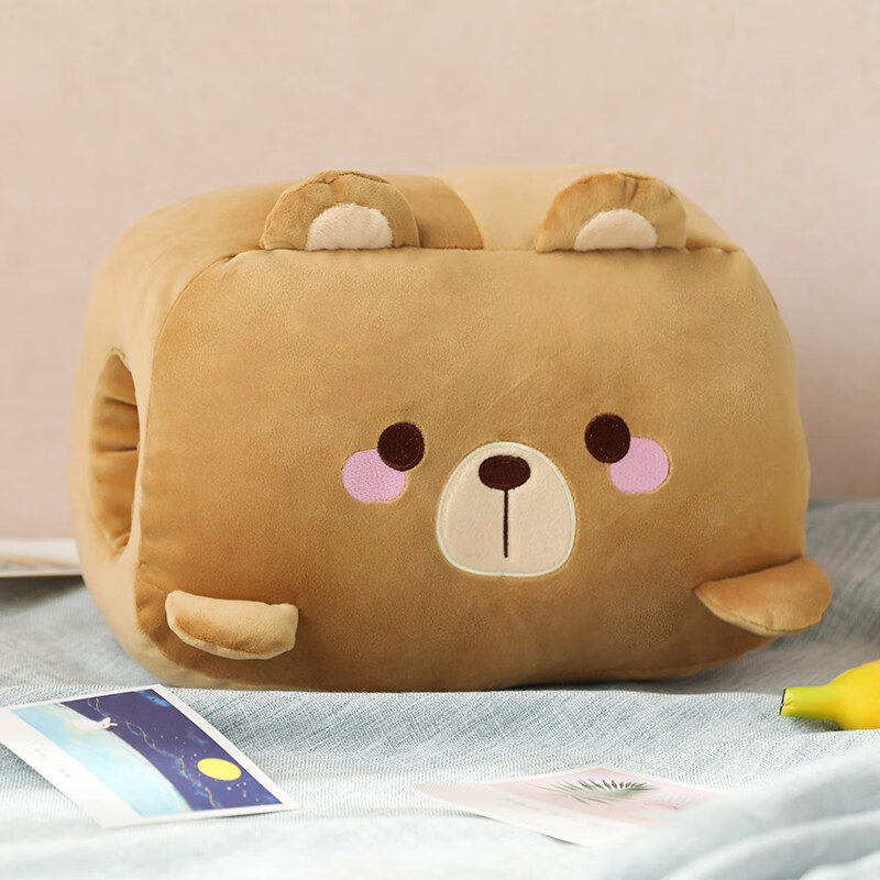 卡通暖手抱枕插手毛绒可爱学生教室捂手两用办公室冬季手捂 棕色小熊b