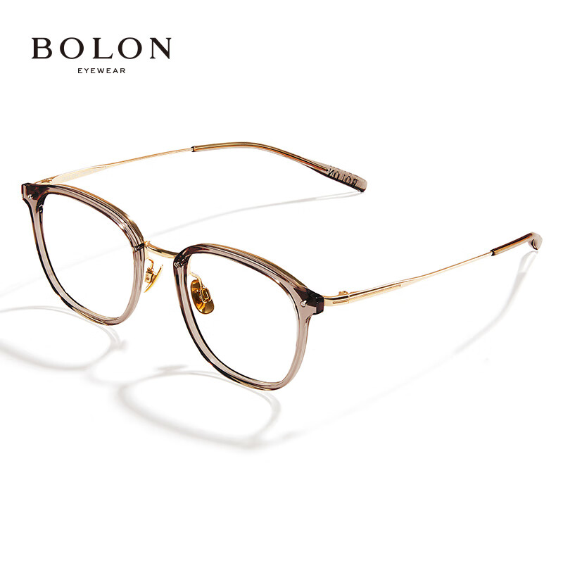 暴龙（BOLON）近视眼镜框 时尚通勤钛合金镜框近视配镜片暴龙眼镜 BT6018 精选 B21-金色/透棕色 【单框无忧试戴】此项仅单框-如需镜片可自行选配