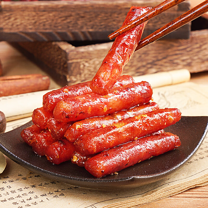 菜欢欢腊肠即食小零食广式迷你小吃辣条年货辣肠小包装熟食肉肠解馋
