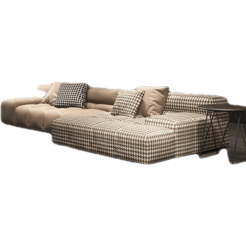 【买沙发送茶几】迪伦公馆 沙发 意式极简千鸟格真皮沙发客厅现代简约轻奢u型布艺沙发大户型时尚别墅豪宅 组合P1 组合