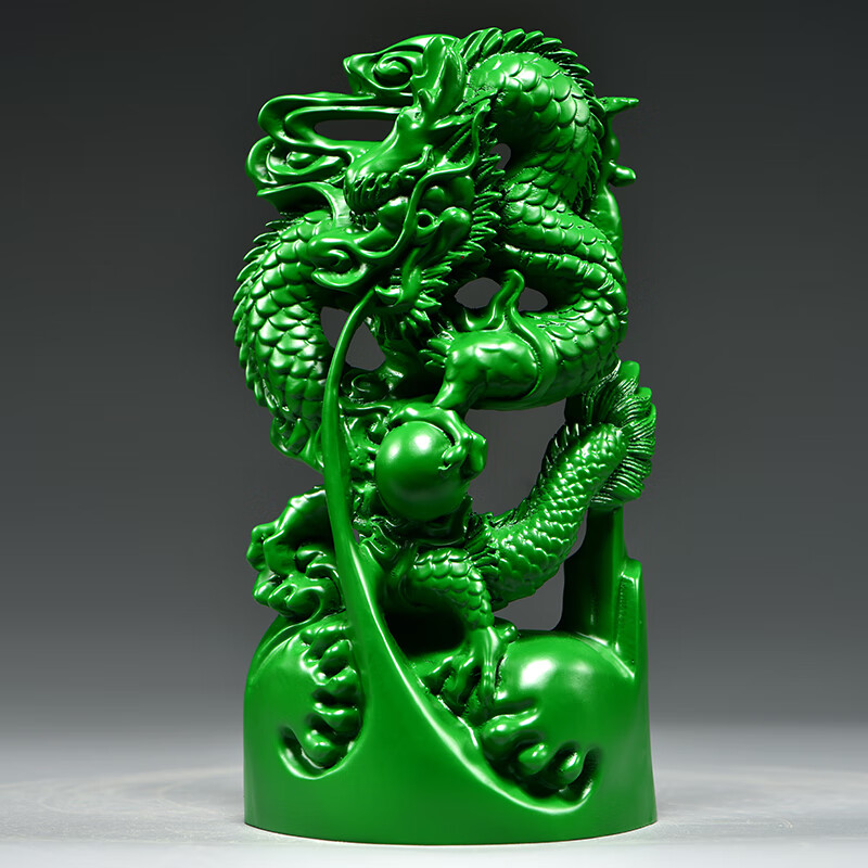 绿色花梨木纯实木质飞龙摆件雕龙形十二生肖工艺品客厅电视柜装饰