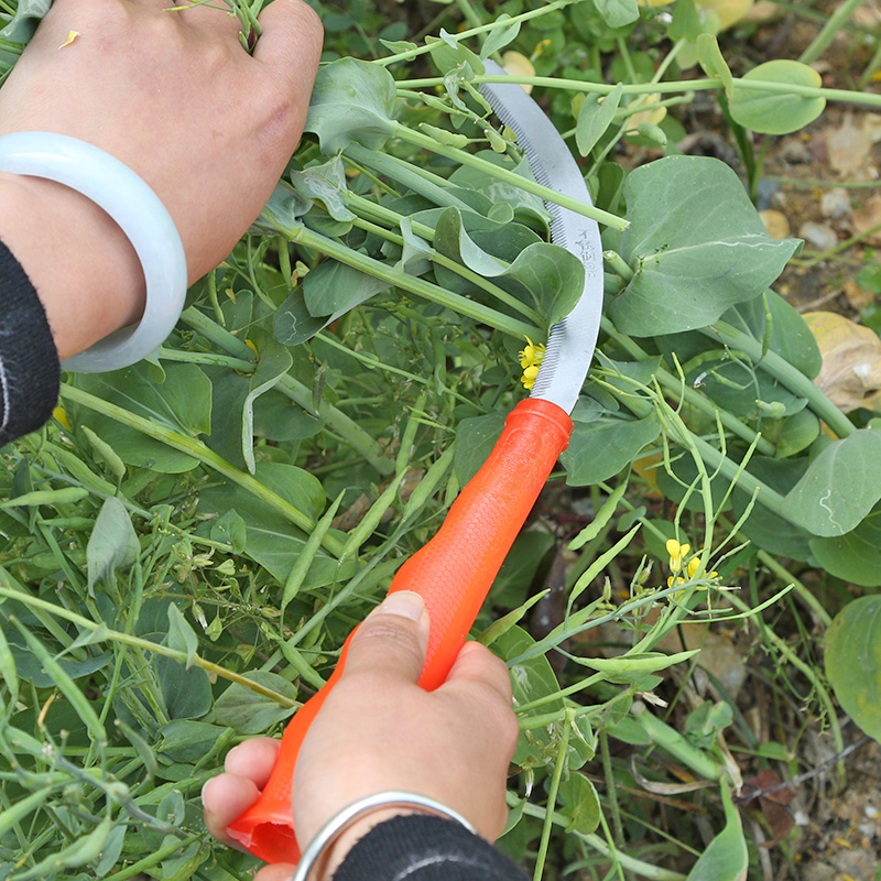 齐翼航小齿镰割草刀农用带锯齿小镰刀禾勾除草锄草韭菜小不锈钢老式链
