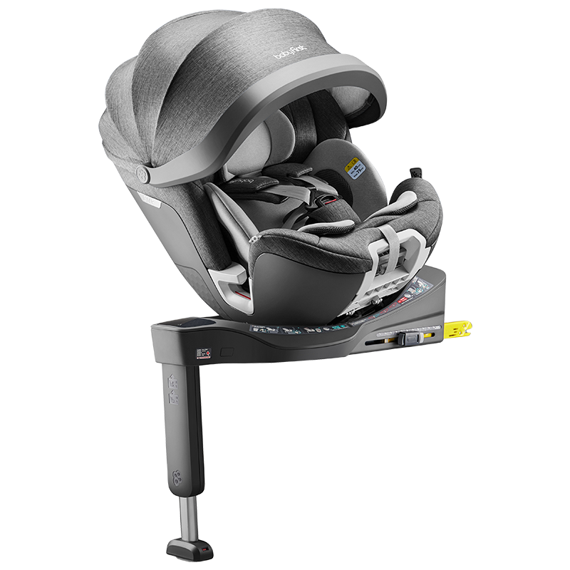 宝贝（Babyfirst）R153A汽车儿童安全座椅 isofix（约0-4-7岁）360°旋转 i-Size 灵悦智能款 北极灰