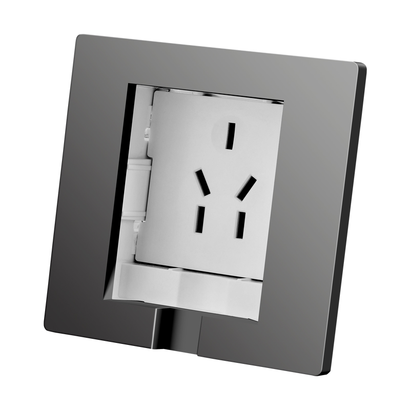 家用墙壁冰箱五孔插座内嵌式暗装沙发插座面板 灰色隐藏式插座不可调