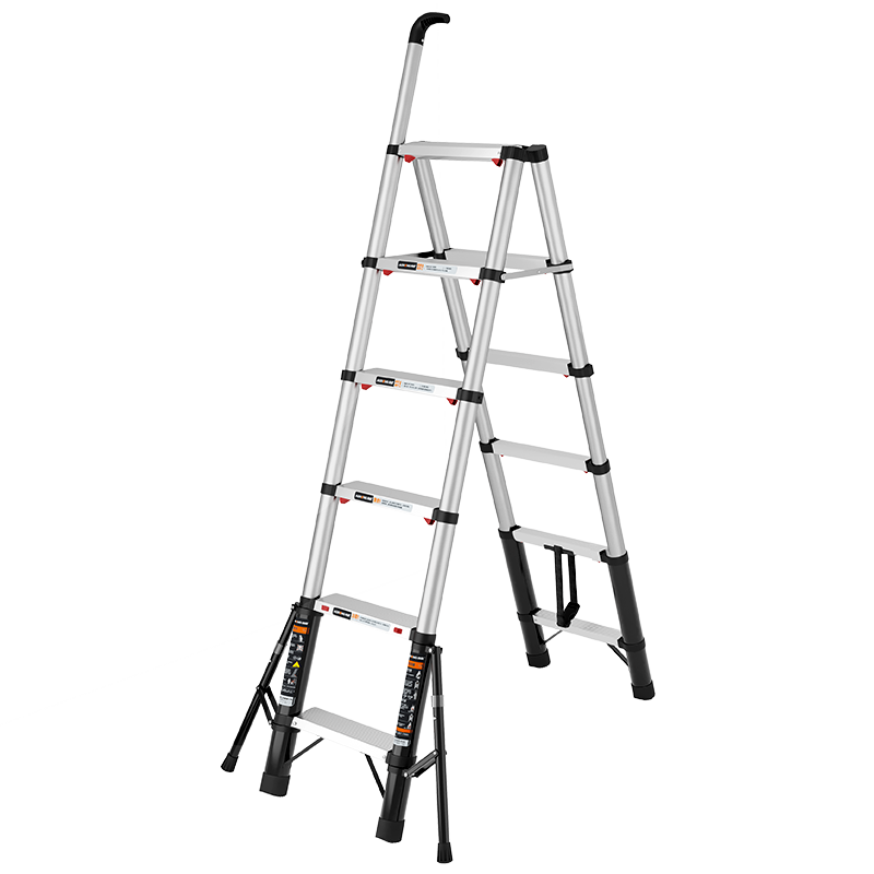 奥鹏 梯子家用伸缩梯人字梯 加厚加粗铝管多功能楼梯铝合金扶梯五步工程梯子 AP-509Y-370CD