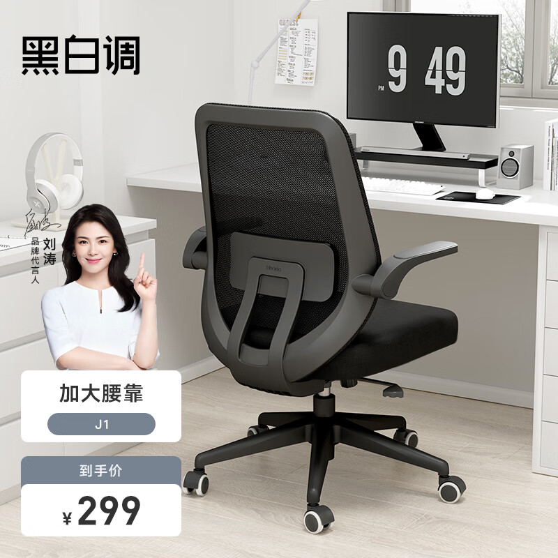 黑白调（Hbada）J1人体工学椅电脑椅学习椅 椅子 家用椅子 家用座椅可升降可旋转 J1-黑色-标准版属于什么档次？