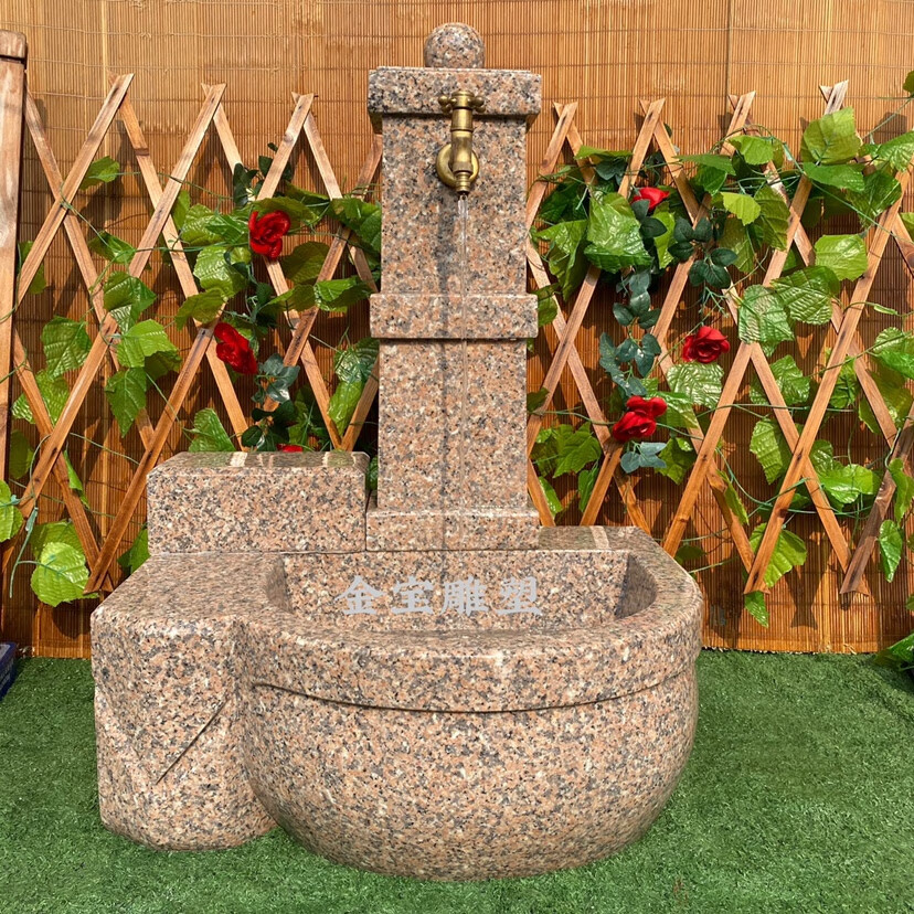 出写别墅花园洗手盆 石雕拖把池户外洗手盆雕刻庭院别墅石头水池石槽