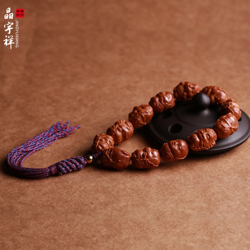 晶宇祥橄欖核十二生肖手串橄欖胡核雕佛珠手鏈男女小籽手持文玩蘇 玩蘇工手工