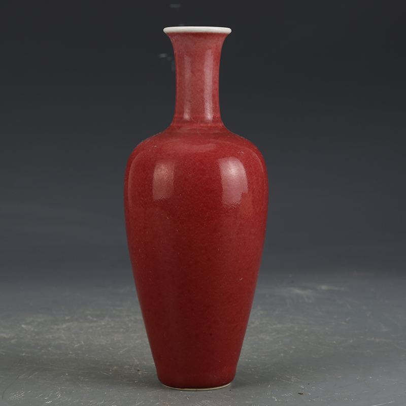 真品老物件花瓶 陶瓷古董古玩中式花瓶摆件大清康熙豇豆红柳叶瓶瓷瓶