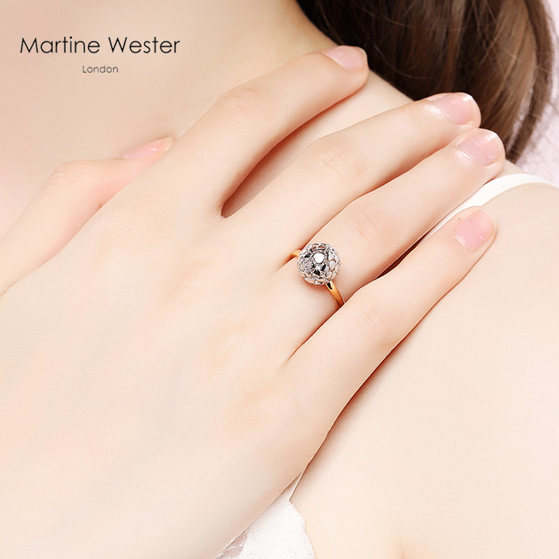 martine wester英国圆形戒指女镂空球行时尚饰品个性网红简约生日礼物