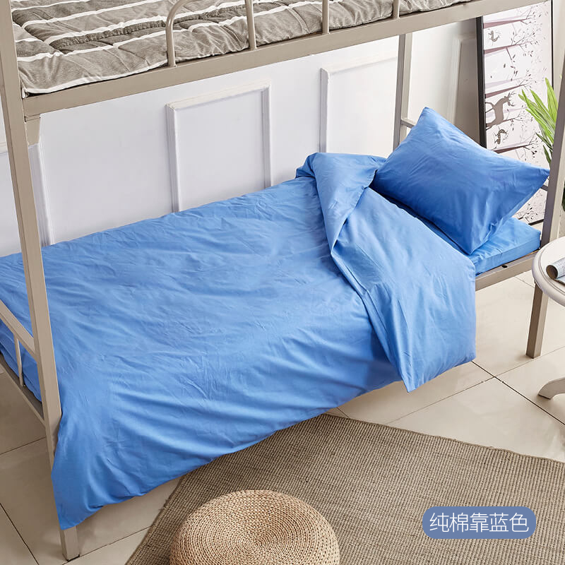 衣思亦甜全纯棉床单天蓝色浅蓝色床单学校宿舍单人床褥单子蓝白格浅