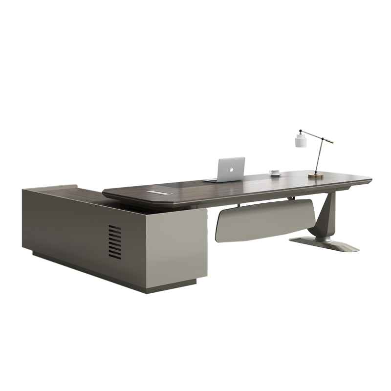 罗氏兄弟 办公家具老板桌办公桌 简约现代板式大班台班桌 主管桌经理桌总裁桌 董事长桌 3米带侧柜
