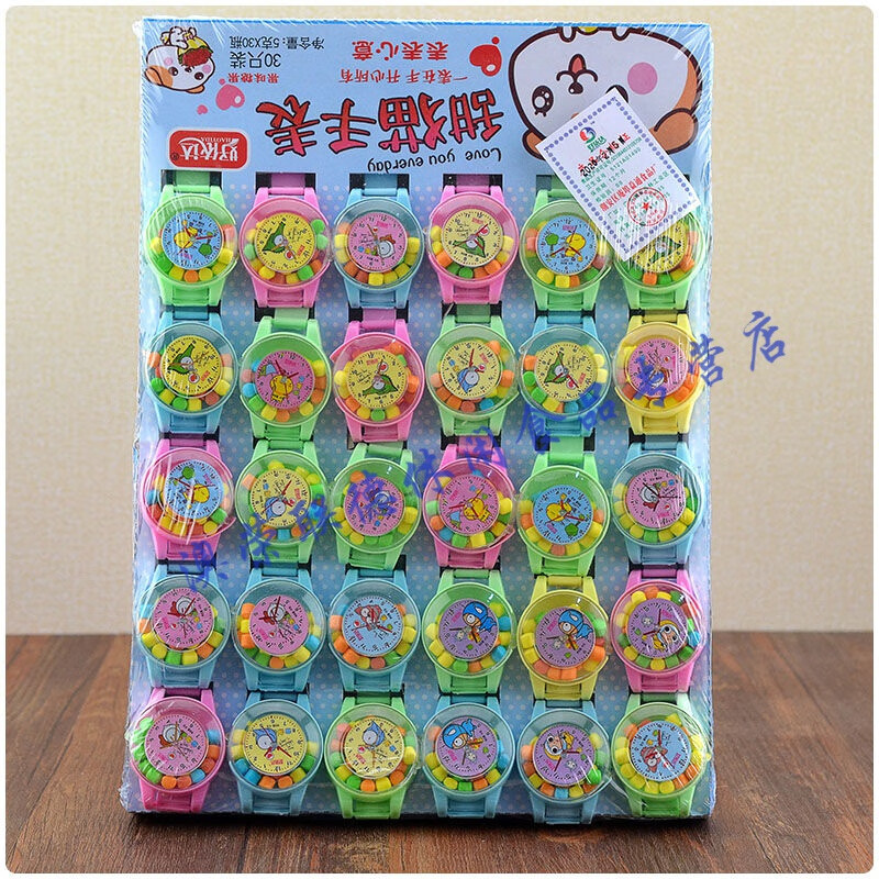 酷澜缦甜猫手表造型玩具糖果彩虹糖零食儿童节礼物好吃又好玩创意 整盒30个