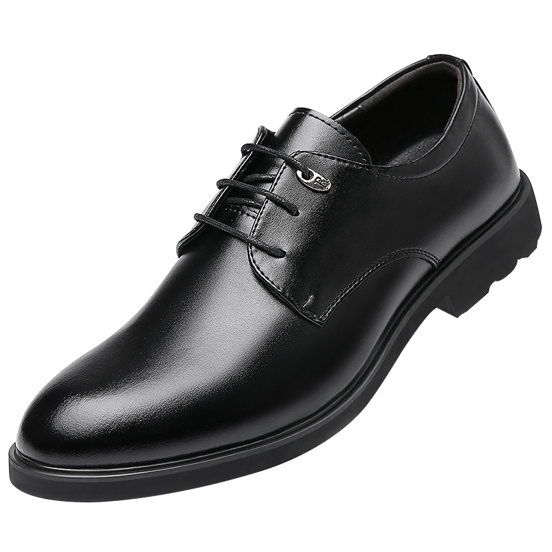 宜驰（EGCHI）皮鞋男士商务休闲正装英伦耐磨舒适通勤鞋子男 1618 黑色 41