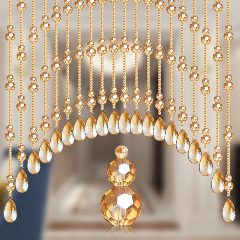 湘尚阁玻璃水晶葫芦珠帘卧室门帘切面珠满穿防缠绕隔断玄关过道客厅