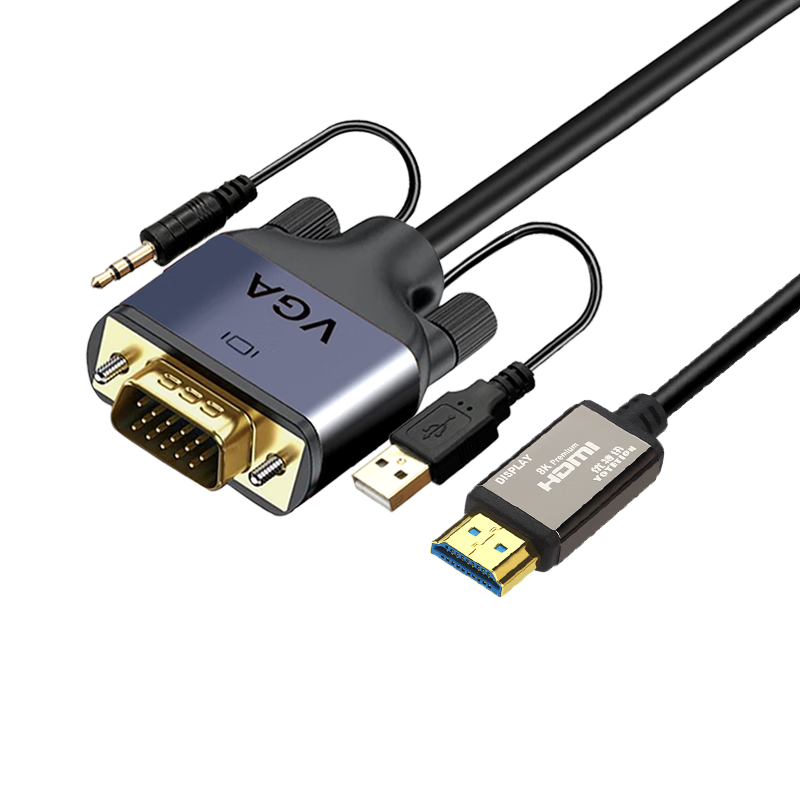 优特讯（YOTETION） VGA转hdmi线 台式机监控主机笔记本电脑工控机连接线电视显示器拼接屏视频线 长距离稳定 光纤版  VGA转hdmi线光纤版 40米