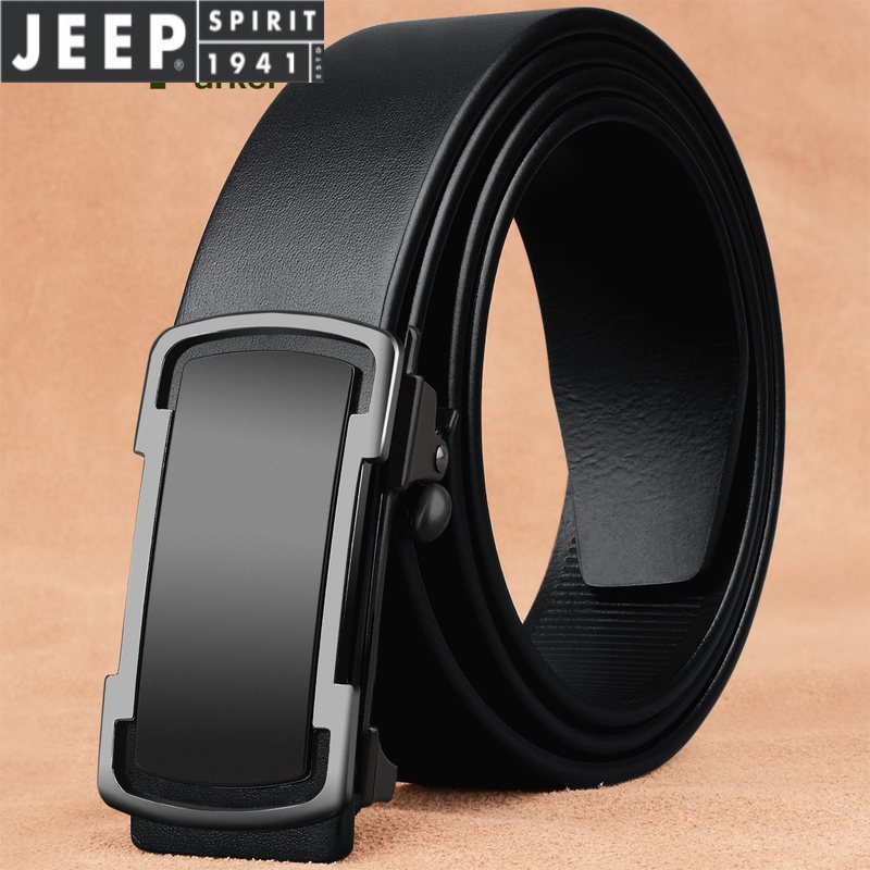 jeep/吉普【防过敏】轻奢高档男式品牌皮带真皮无牙内穿自动扣新款腰
