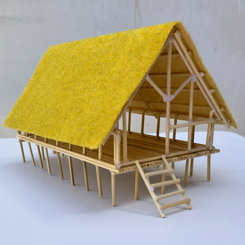 拼装材料简单diy手工模型木冰糕棍冰棒棍条河姆渡人干杆 杆栏式房屋a