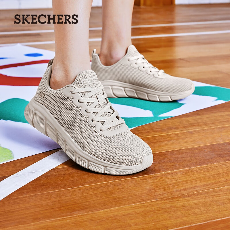 斯凯奇（Skechers）女鞋夏季舒适轻盈休闲鞋耐磨缓震慢跑鞋透气运动鞋女117346 自然色/NAT 37