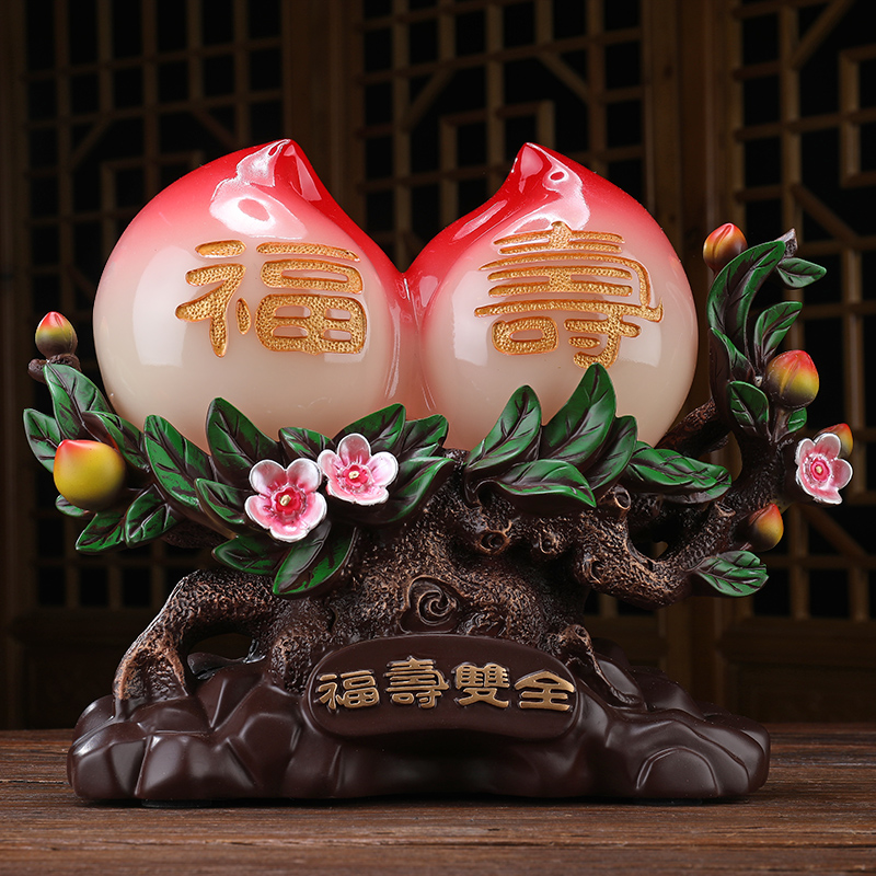 荣庚荣庚礼品 寿桃摆件爷爷奶奶老年人长辈60岁80岁祝福贺寿生日礼物